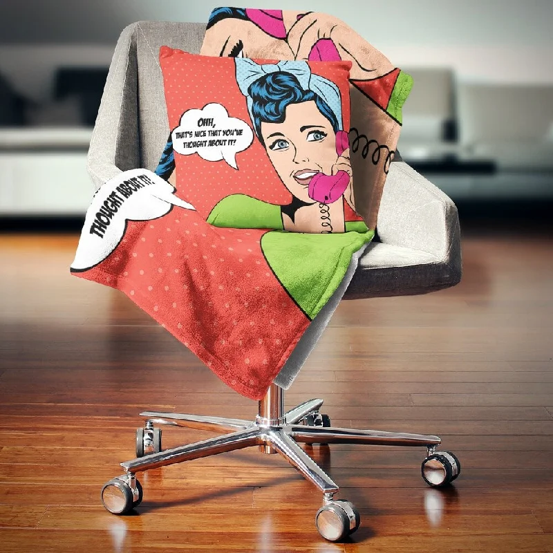Mohair blankets with a unique sheen and softnessSilk blankets with a smooth and elegant touchDesignart 'Woman Talking on Phone' Abstract Portrait Throw Blanket