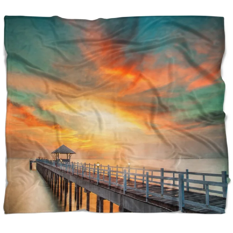 Alpaca wool blankets for a hypoallergenic and warm optionChenille blankets with a thick and fuzzy textureDesignart 'Wooden Bridge under Colorful Sky' Sea Bridge Throw Blanket Alpaca wool blankets for a hypoallergenic and warm optionChenille blankets with a thick and fuzzy textureDesignart 'Wooden Bridge under Colorful Sky' Sea Bridge Throw Blanket