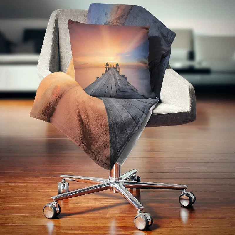 King - size blankets to cover large beds comfortablySynthetic fiber blend blankets for a budget - friendly choiceDesignart 'Wooden Bridge under Illuminated Sky' Pier Seascape Throw Blanket King - size blankets to cover large beds comfortablySynthetic fiber blend blankets for a budget - friendly choiceDesignart 'Wooden Bridge under Illuminated Sky' Pier Seascape Throw Blanket
