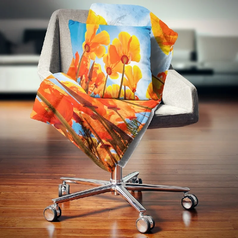 Alpaca wool blankets for a hypoallergenic and warm optionRecycled polyester blankets for an eco - conscious optionDesignart 'Yellow Spring Flowers on Blue' Floral Throw Blanket