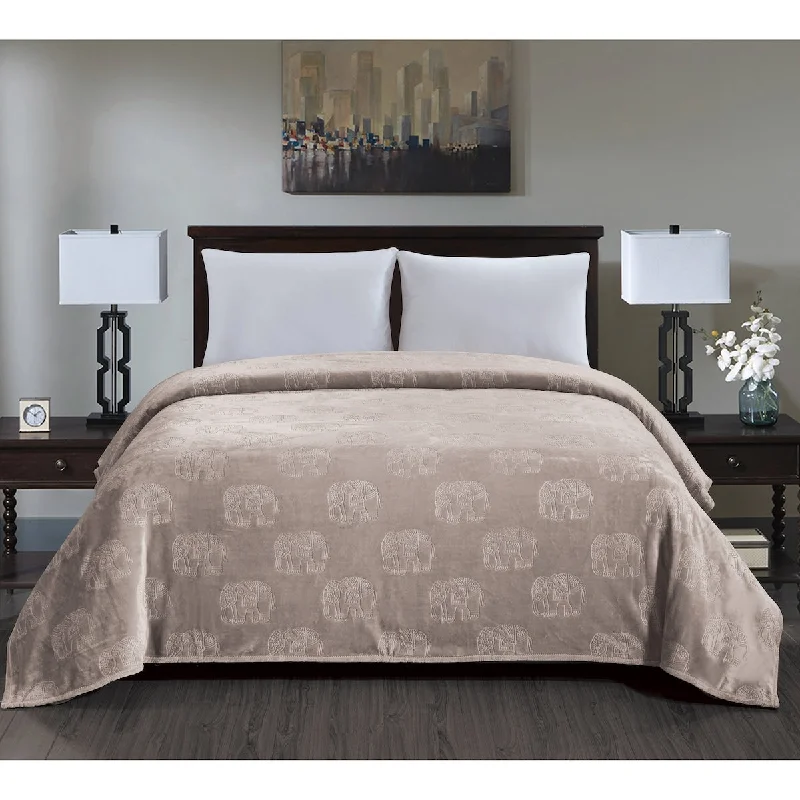 King - size blankets to cover large beds comfortablyRayon from bamboo blankets for a silky and breathable feelElephant Embossed Blanket Queen Ivory King - size blankets to cover large beds comfortablyRayon from bamboo blankets for a silky and breathable feelElephant Embossed Blanket Queen Ivory
