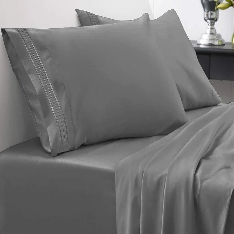 Bamboo fiber blankets with natural antibacterial propertiesKing - size blankets to cover large beds comfortablyKing Breathable Luxury Bed Sheets with Full Elastic Grey