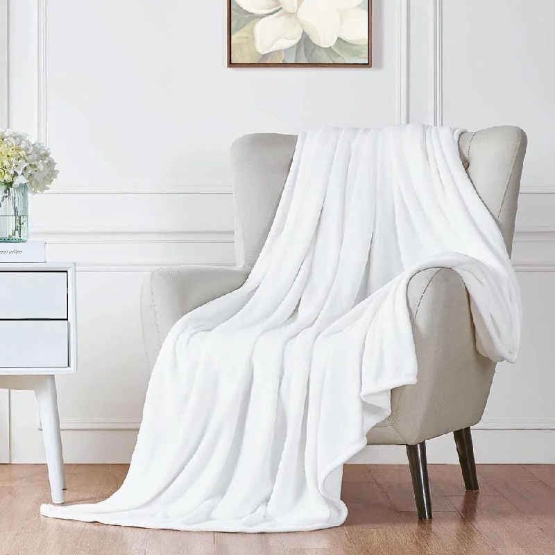 Bamboo fiber blankets with natural antibacterial propertiesLinen blankets with a rustic and textured lookKing Size Fleece Blanket Plush Throw Fuzzy Lightweight White