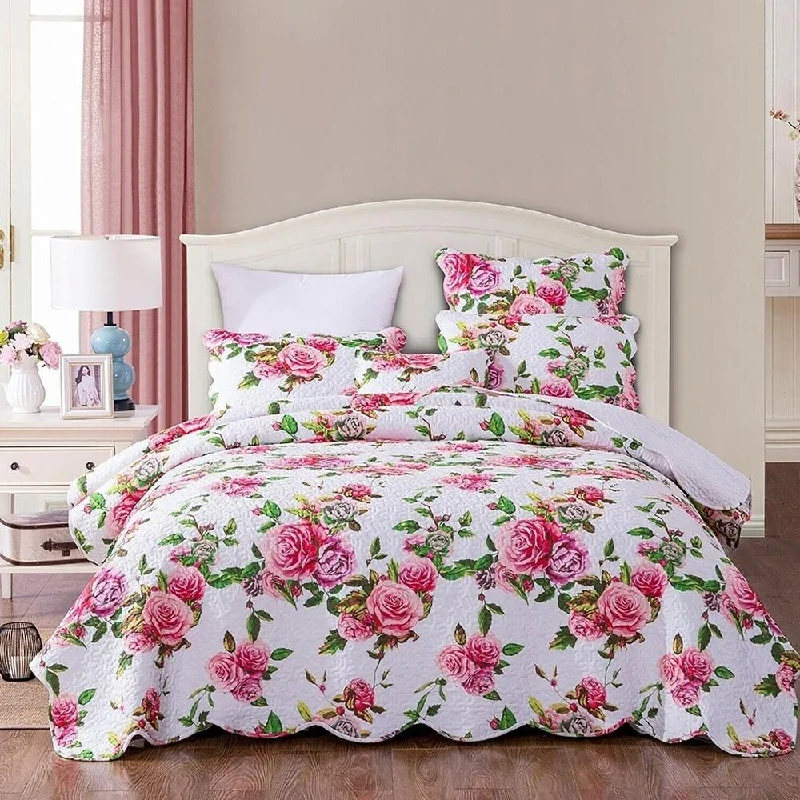 Queen - size blankets for standard - sized bedsBamboo fiber blankets with natural antibacterial propertiesQueen Romantic Roses Valentine Scalloped Floral Bedspread Set Pink Queen - size blankets for standard - sized bedsBamboo fiber blankets with natural antibacterial propertiesQueen Romantic Roses Valentine Scalloped Floral Bedspread Set Pink