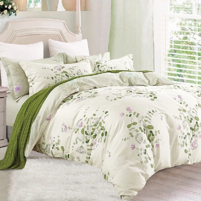 Alpaca wool blankets for a hypoallergenic and warm optionAcrylic blankets for a soft and affordable alternativeQueen Size Graceful Print 100% Cotton Bedding Set White Green