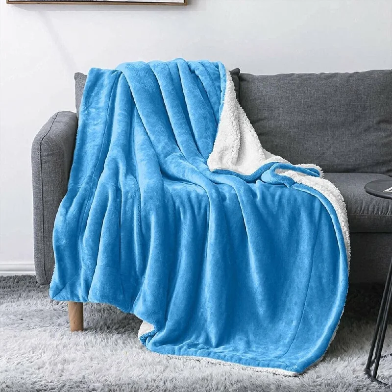 Acrylic blankets for a soft and affordable alternativeLinen blankets with a rustic and textured lookQueen Throw Faux Fur Reversible Sherpa Fleece Blanket Light Blue