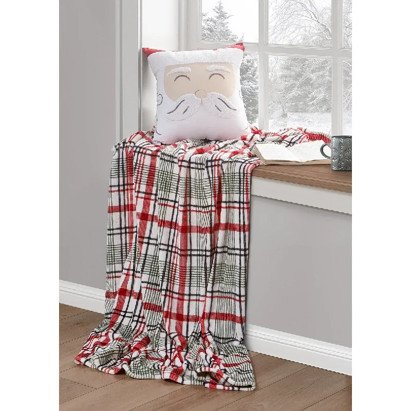 Chenille blankets with a thick and fuzzy textureAlpaca wool blankets for a hypoallergenic and warm optionSanta's Plaid Microplush Throw and Décor Pillow Set